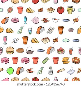 Various images set. Background for printing, design, web. Usable as icons. Seamless. Colored.