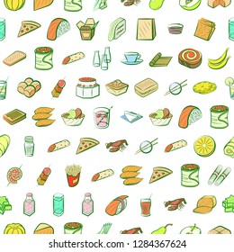 Various images set. Background for printing, design, web. Usable as icons. Seamless. Colored.