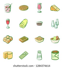 Various images set. Background for printing, design, web. Usable as icons. Colored.