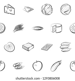 Various images set. Background for printing, design, web. Usable as icons. Seamless. Monochrome binary, black and white.