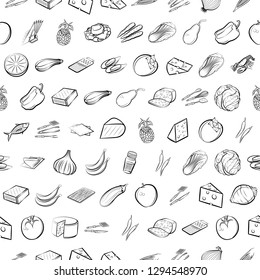 Various images set. Background for printing, design, web. Usable as icons. Seamless. Monochrome binary, black and white.