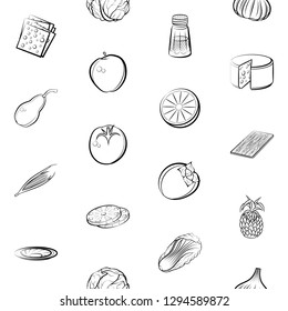Various images set. Background for printing, design, web. Usable as icons. Seamless. Monochrome binary, black and white.