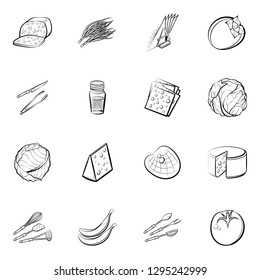 Various images set. Background for printing, design, web. Usable as icons. Monochrome binary, black and white.