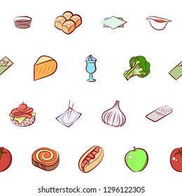 Various images set. Background for printing, design, web. Usable as icons. Seamless. Colored.