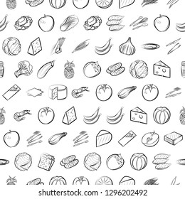 Various images set. Background for printing, design, web. Usable as icons. Seamless. Monochrome binary, black and white.