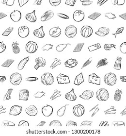 Various images set. Background for printing, design, web. Usable as icons. Seamless. Monochrome binary, black and white.