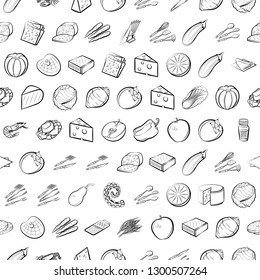 Various images set. Background for printing, design, web. Usable as icons. Seamless. Monochrome binary, black and white.