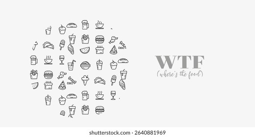 Various images set. Background for printing, design, web. Usable as icons. Seamless. Monochrome binary, black and white.