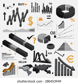 various info-graphics 3d graphs for your business or stock market eps10