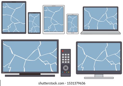 Various information device screens were broken and failed