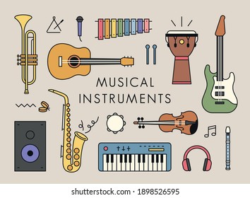 Various instrument configurations. flat design style minimal vector illustration.