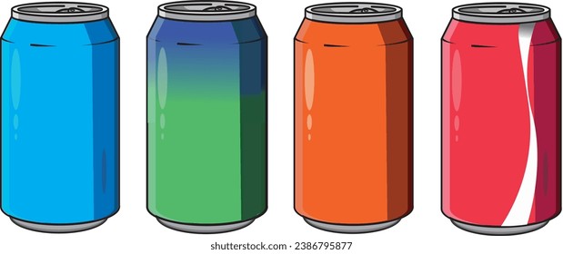 Various international beverage cans design vector