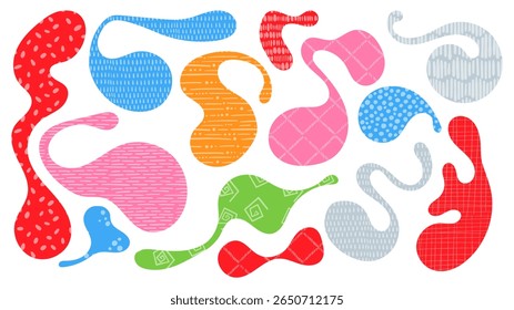 Various irregularly shaped blobs in a spectrum of bright colors create an engaging visual display. The playful design invites creativity and exploration in art and decoration.