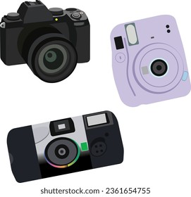 various isolated cameras and colours