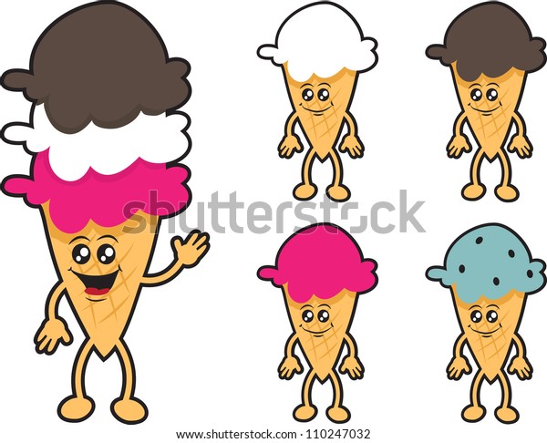 Various Isolated Ice Cream Cone Characters Stock Vector Royalty Free