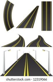 Various isolated road illustrations