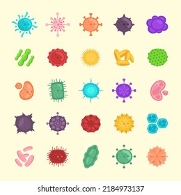 Various isolated viruses and bacteria illustrations