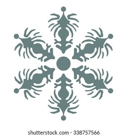 Various isolated winter snowflake on white. Vector illustration