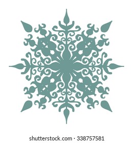 Various isolated winter snowflake on white. Vector illustration