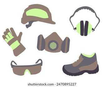 Various items of special protective clothing. Working form. Professional protective clothing. EPS 10.
