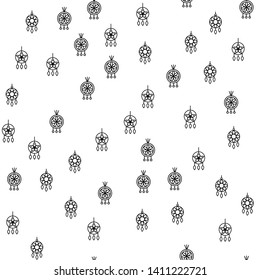 Various Jewelry Earrings Seamless Pattern Vector. Different Fashionable Stylish Circle Earrings Monochrome Texture Icons. Assortment Of Elegance Bijouterie Accessory Template Flat Illustration