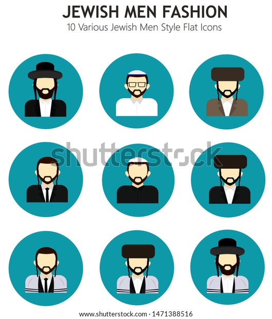 Various Jewish Men Fashion Style Icons Stock Vector (Royalty Free ...