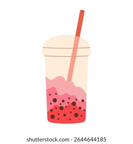 Various juice and bubble tea drinks in glass, bottle, can, and carton packaging. Summer cold drinks