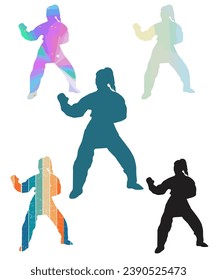 Various Karate Martial Art Silhouettes