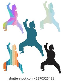 Various Karate Martial Art Silhouettes