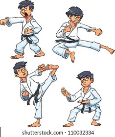 Various karate movements. Vector illustration with simple gradients. Each in a separate layer for easy editing.