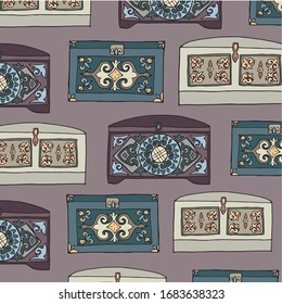 Various kazakh national dowry chests