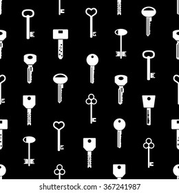 various keys symbols for open a lock black seamless pattern eps10