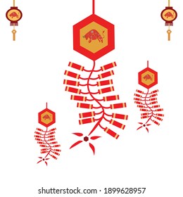 Various kind celebrations of Chinese new year 2021 with character of the ox. Vector abstract illustrations the chinese new year for poster, background or card. 

