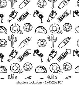 Various kind of line vector element seamless pattern illustration design isolated on white background.