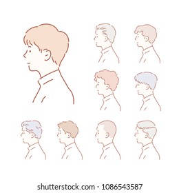 various kind of man hair styles. hand drawn style vector doodle design illustrations.