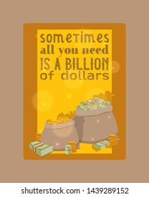 Various kind of money. Packing in bundles of bank notes, bills fly, gold coins. Flat vector cartoon money concept financial investment illustration. Business dollar cash currency finance background