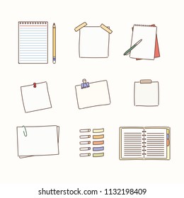 various kind of note icons hand drawn style vector design illustrations.