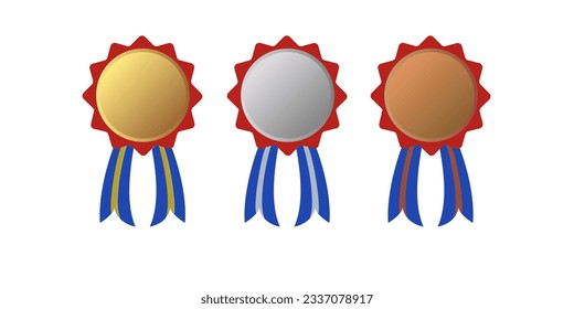 various kind of pin championship, gold winner icon , silver winner icon, and bronze winner iconon white isolated background