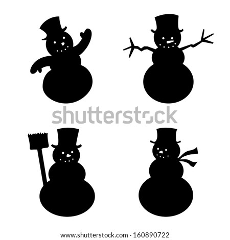 Various Kind of Snowman silhouette, vector illustration