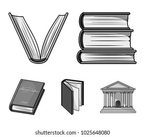 Various kinds of books. Books set collection icons in monochrome style vector symbol stock illustration web.