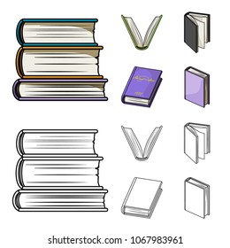 Various kinds of books. Books set collection icons in cartoon,outline style vector symbol stock illustration web.