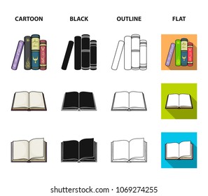 Various kinds of books. Books set collection icons in cartoon,black,outline,flat style vector symbol stock illustration web.