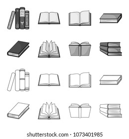 Various kinds of books. Books set collection icons in outline,monochrome style vector symbol stock illustration web.
