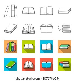 Various kinds of books. Books set collection icons in outline,flat style vector symbol stock illustration web.