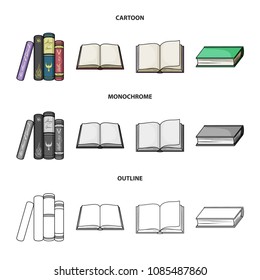 Various kinds of books. Books set collection icons in cartoon,outline,monochrome style vector symbol stock illustration web.