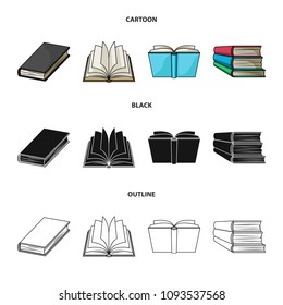 Various kinds of books. Books set collection icons in cartoon,black,outline style vector symbol stock illustration web.