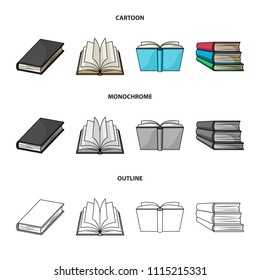 Various kinds of books. Books set collection icons in cartoon,outline,monochrome style vector symbol stock illustration web.