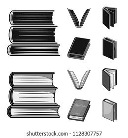 Various kinds of books. Books set collection icons in black,monochrome style vector symbol stock illustration web.