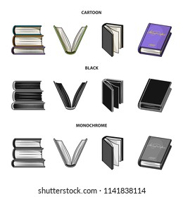 Various kinds of books. Books set collection icons in cartoon,black,monochrome style vector symbol stock illustration web.