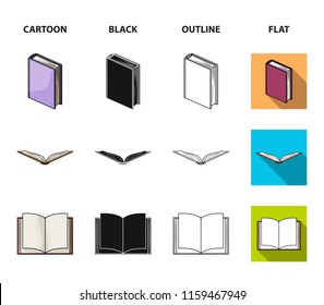Various kinds of books. Books set collection icons in cartoon,black,outline,flat style vector symbol stock illustration web.